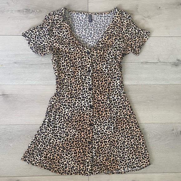 Bodycon Summer Short Sleeve Floral Slim Mini Beach Cocktail Party Leopard Sexy - Picture 2 of 7